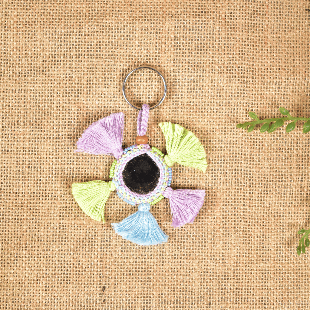 Handmade Lambadi Key Chain with Pastel Color Tassels -1
