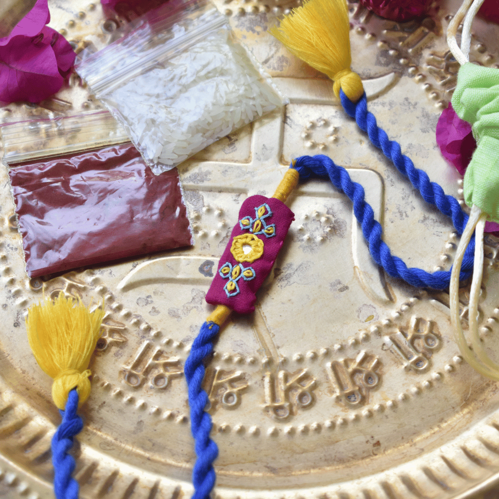 Purple Embroidery Handloom Rakhi