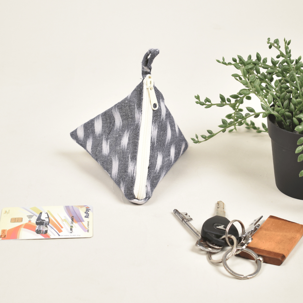 Grey Ikat Small Coin Purse