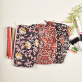 kalamkari cotton quilted pouch