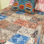Kalamkari patchwork double bedcover in black