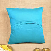 Blue Silk Cushion Cover With Lotus Embroidery