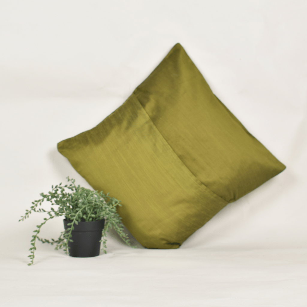 Olive Green embroidery cushion cover - back