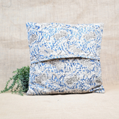 Blue Kalamkari Embroidered Cushion Cover- back
