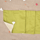 Green & cream Silk reversible festive table runner - Kritikala