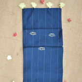 Blue Silk lotus pool embroidery festive table runner - tassels