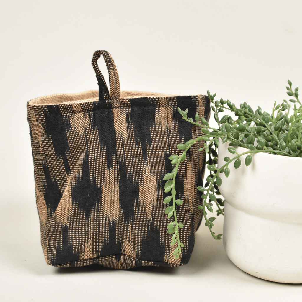 Black Ikat Flower Pot Cover - pack