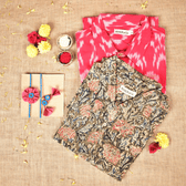 Bhai Bhabhi Raksha Bandhan Gift Combo – Rakhi Set with Men's Shirt & Women's Free Size Shirt