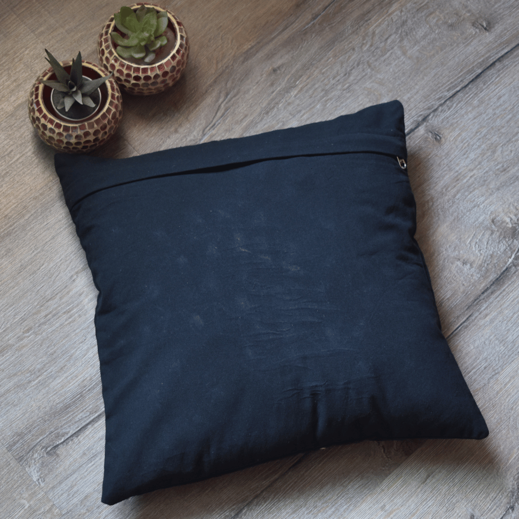 Black embroidery cotton cushion cover - back