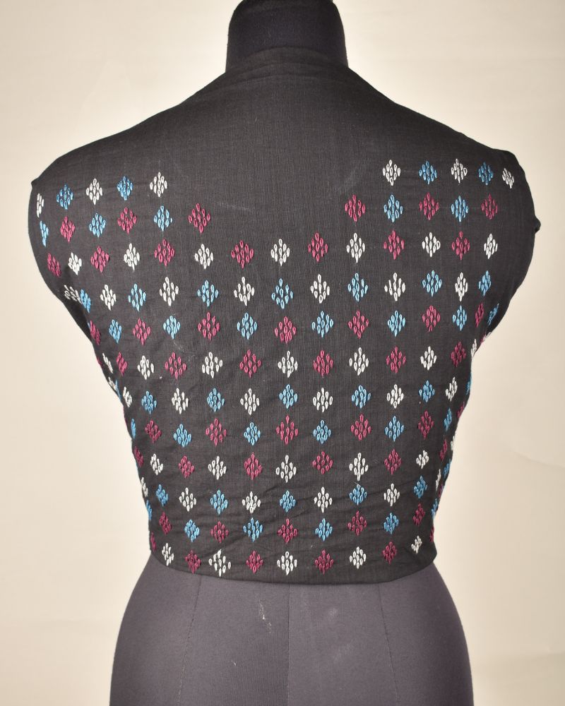 Black Cotton embroidered blouse piece