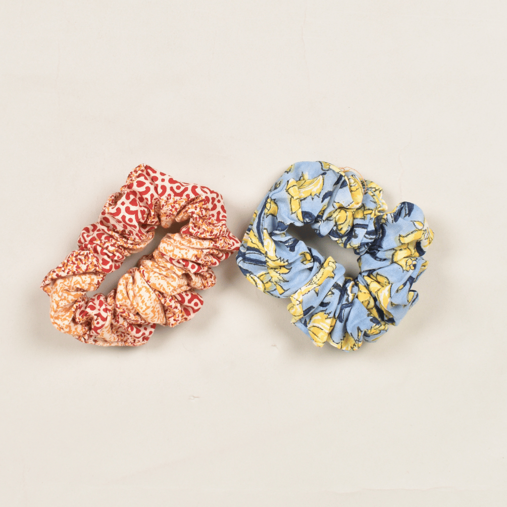 Yellow & Red Kalamkari Scrunchies