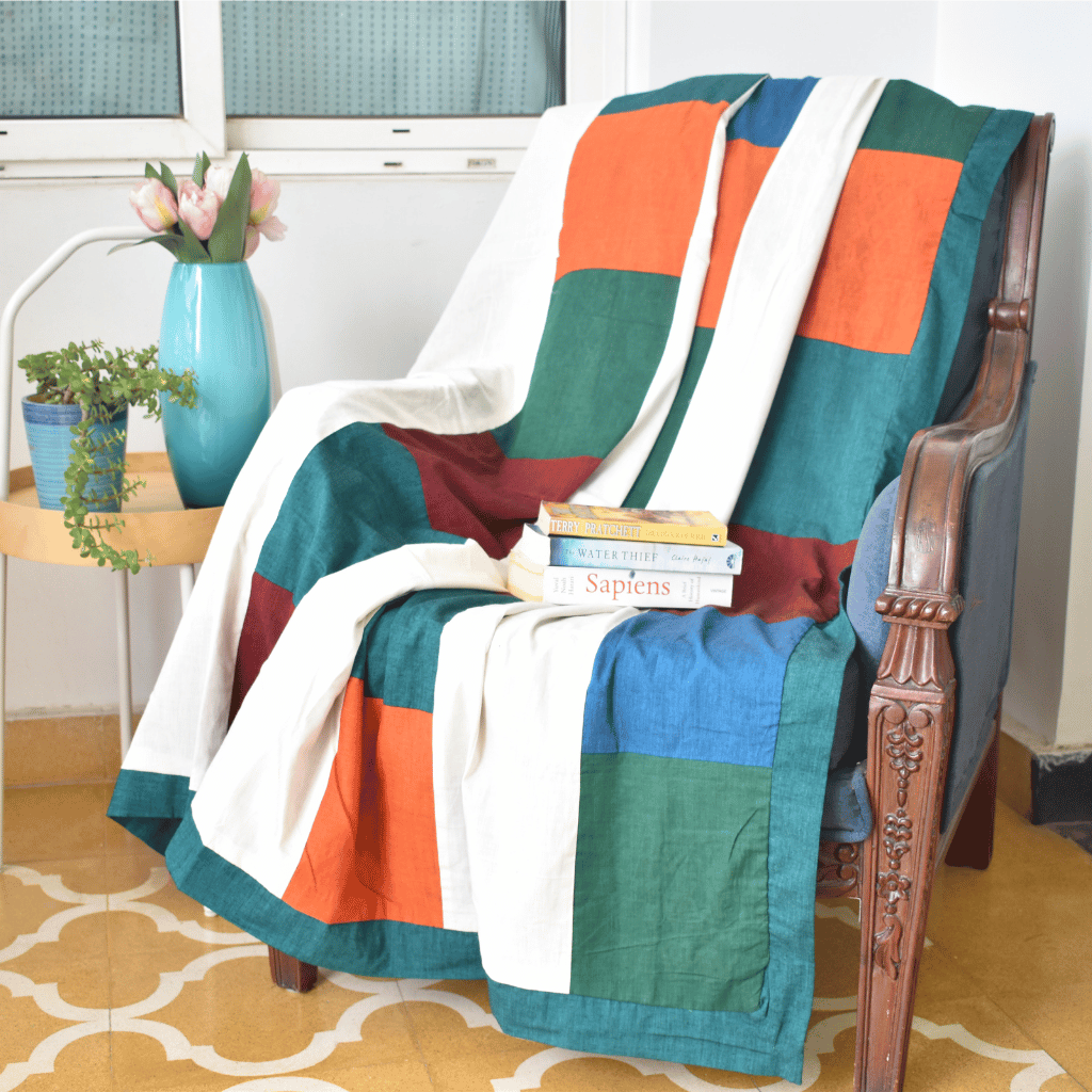 Ikat Patchwork single dohar with Green border