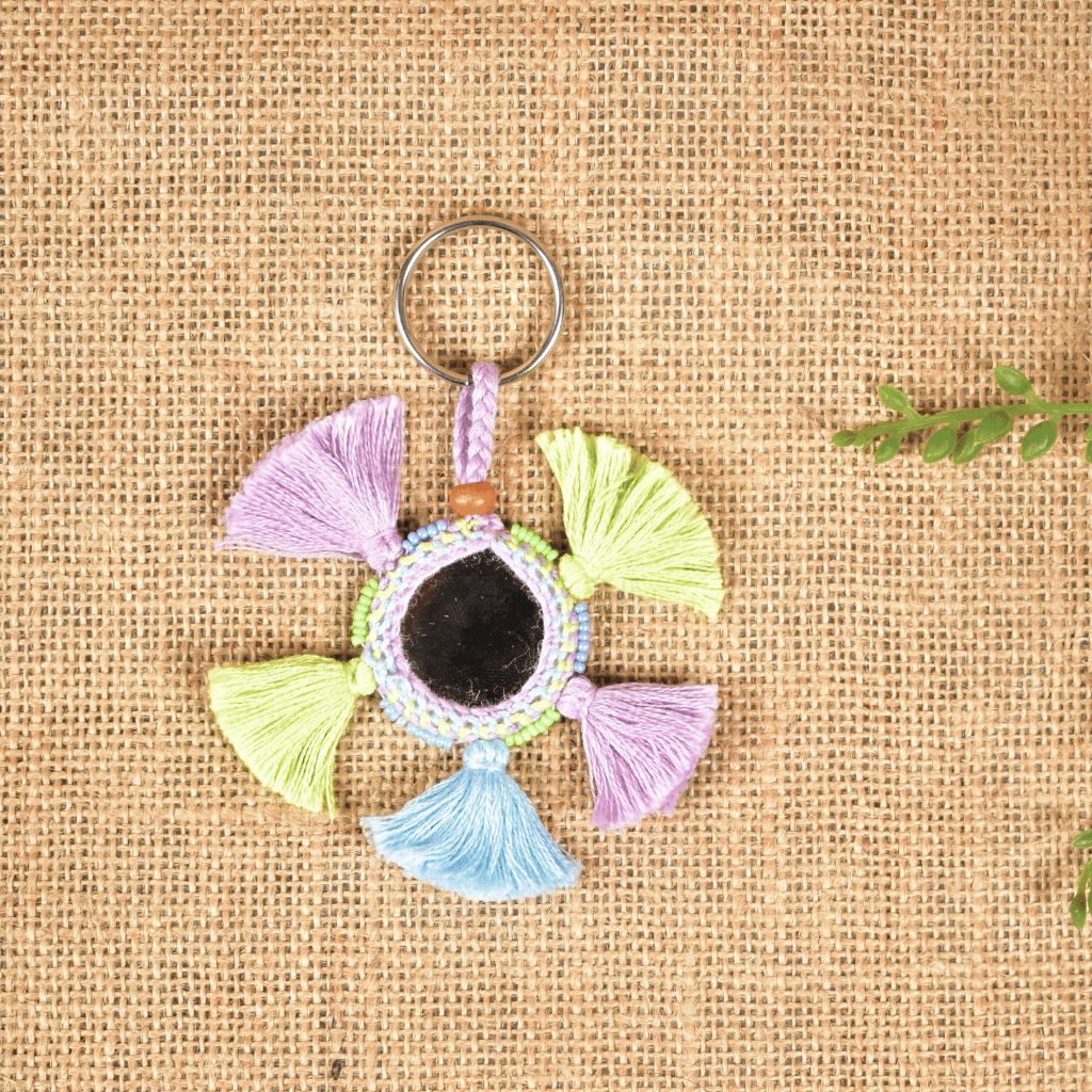 Handmade Lambadi Key Chain with Pastel Color Tassels 