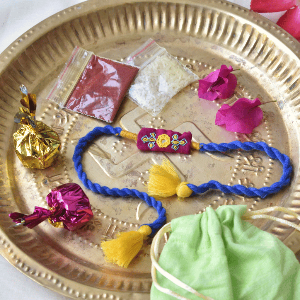 Purple Embroidery Handloom Rakhi