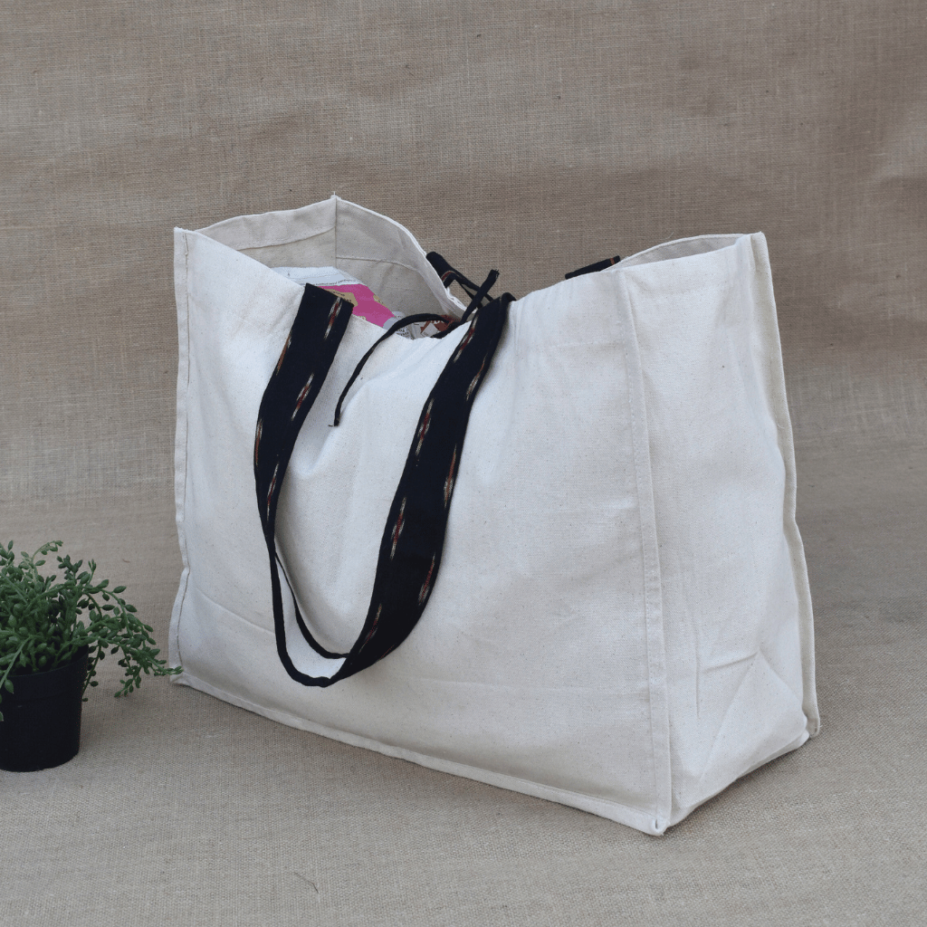 White canvas shopping bag - SIDE