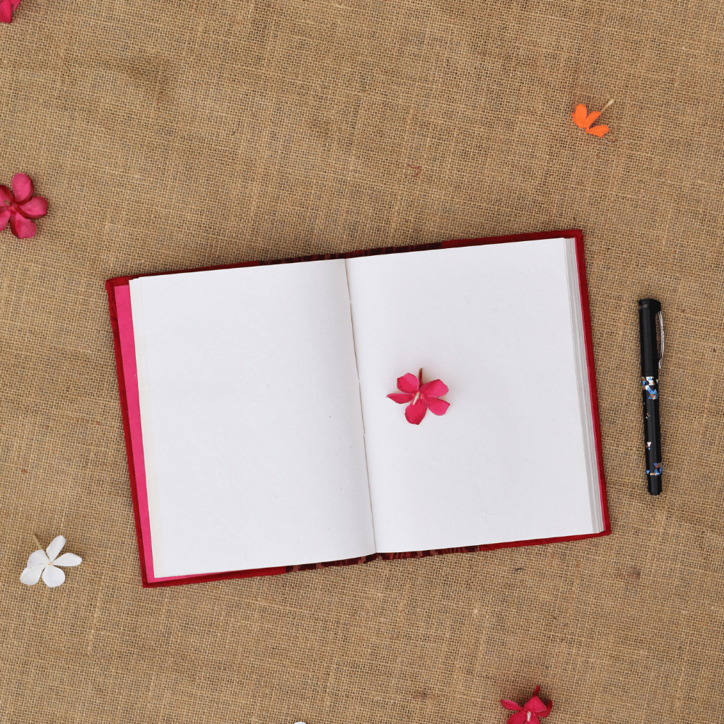 Maroon handmade paper diary and mirror embroidery cover - Kritikala