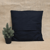 Black Geometric Embroidered Cotton Cushion Cover – 16 x 16 Inches