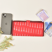 Red Ikat and jute ladies wallet