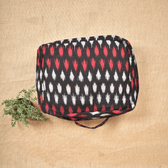 Black ikat sarees storage bag with sleeves - handle