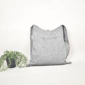 Grey Ikat sling bag with hand embroidery - back