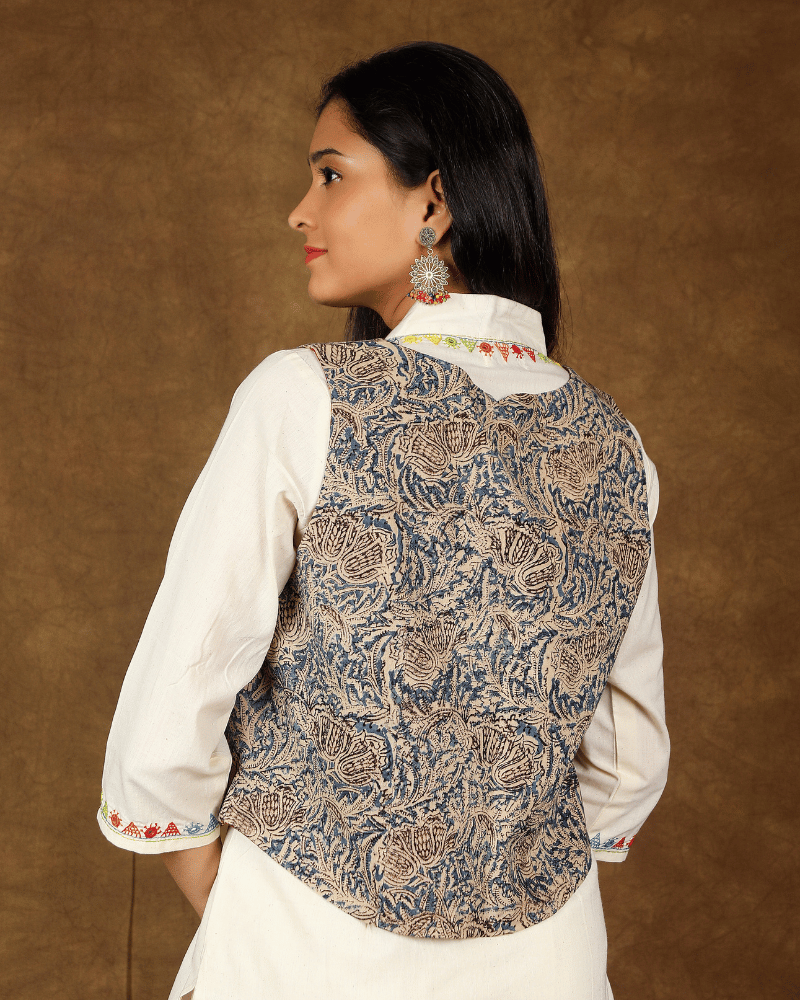 Short Reversible Jacket in Blue - Back