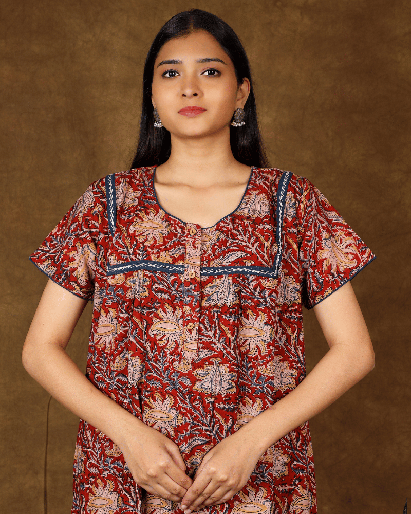 Red Kalamkari Nightwear
