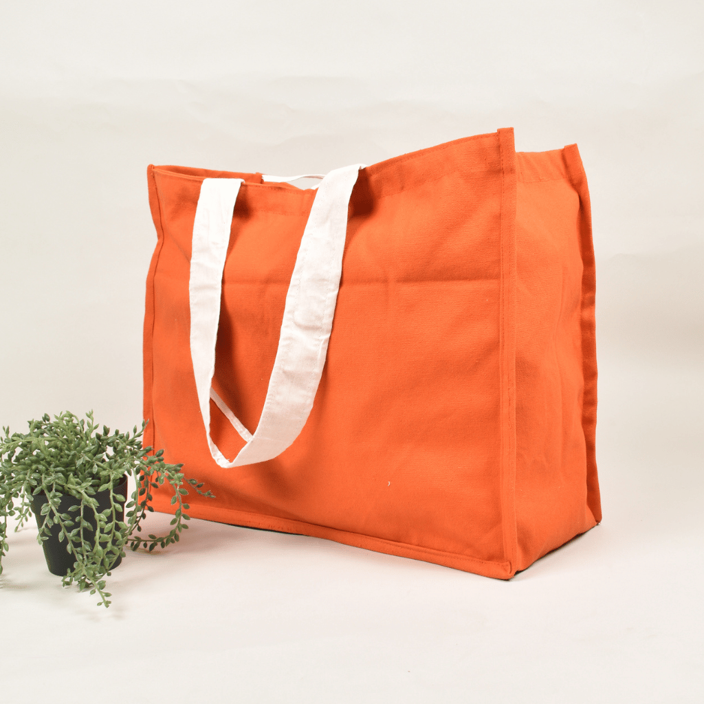 Orange canvas shopping bag - handle