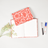 Orange kalamkari handmade paper diary and cover - paper