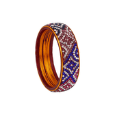 Ethnic blue and pink toned stone studded lac bangle - women