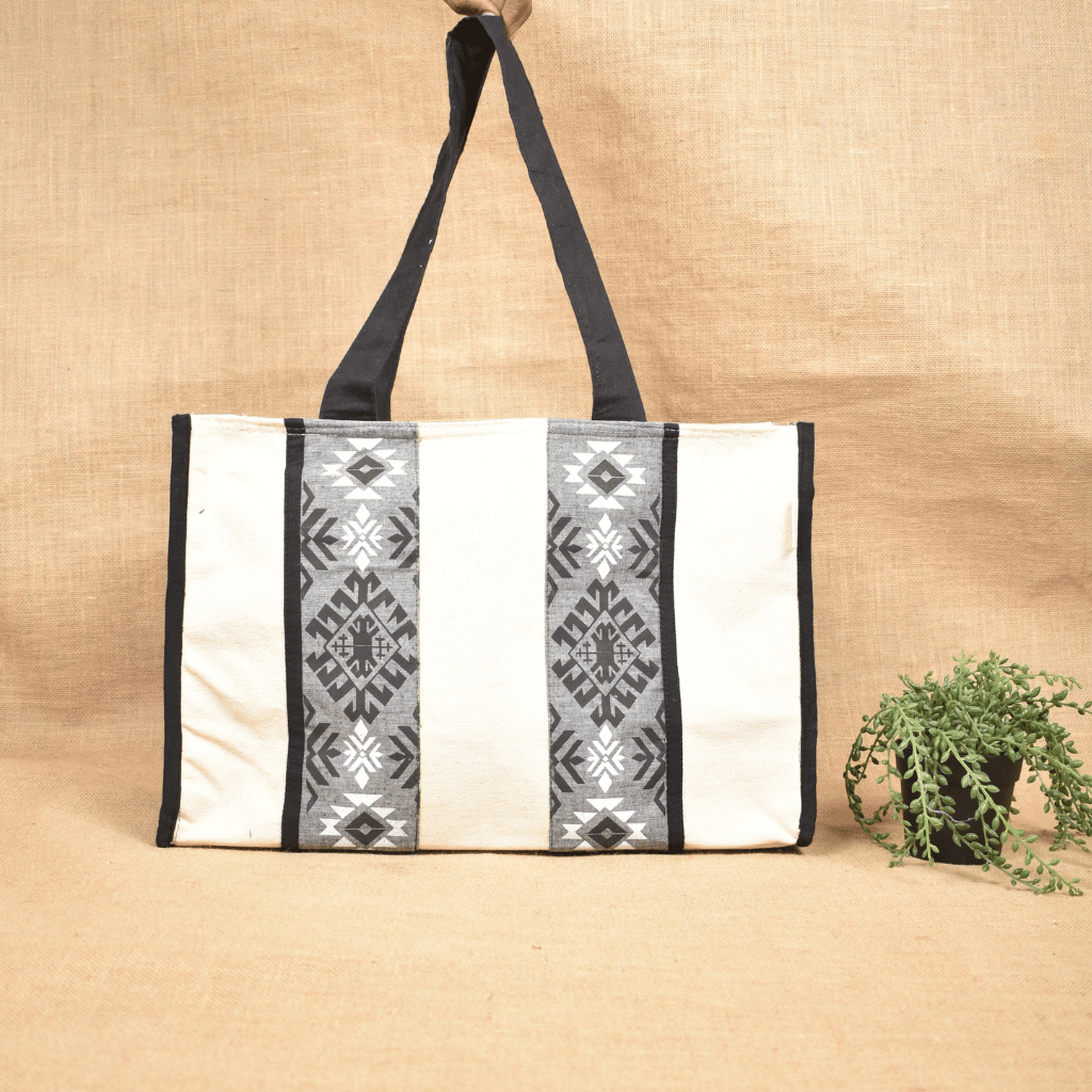 Tribal-Print Canvas Handbag - Kritikala