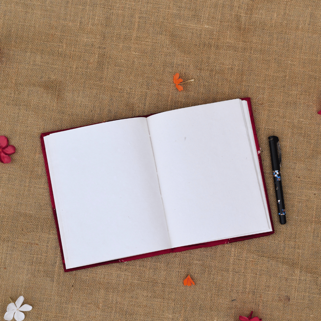 Maroon Mangalgiri handmade paper diary and embroidery cover - kritikala