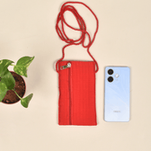 Handcrafted Embroidery Red cell phone pouch - back