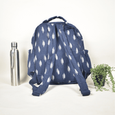 Blue & White Ikat backpack laptop bag - back