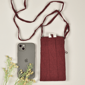 Cell phone pouch in maroon cotton