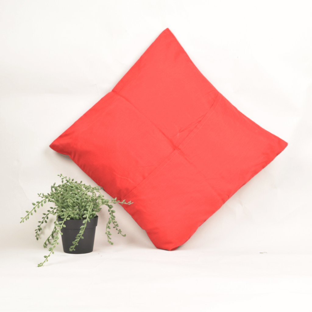 Red embroidery cushion cover - back