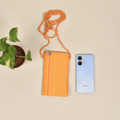 Handcrafted Embroidery yellow cell phone pouch - back