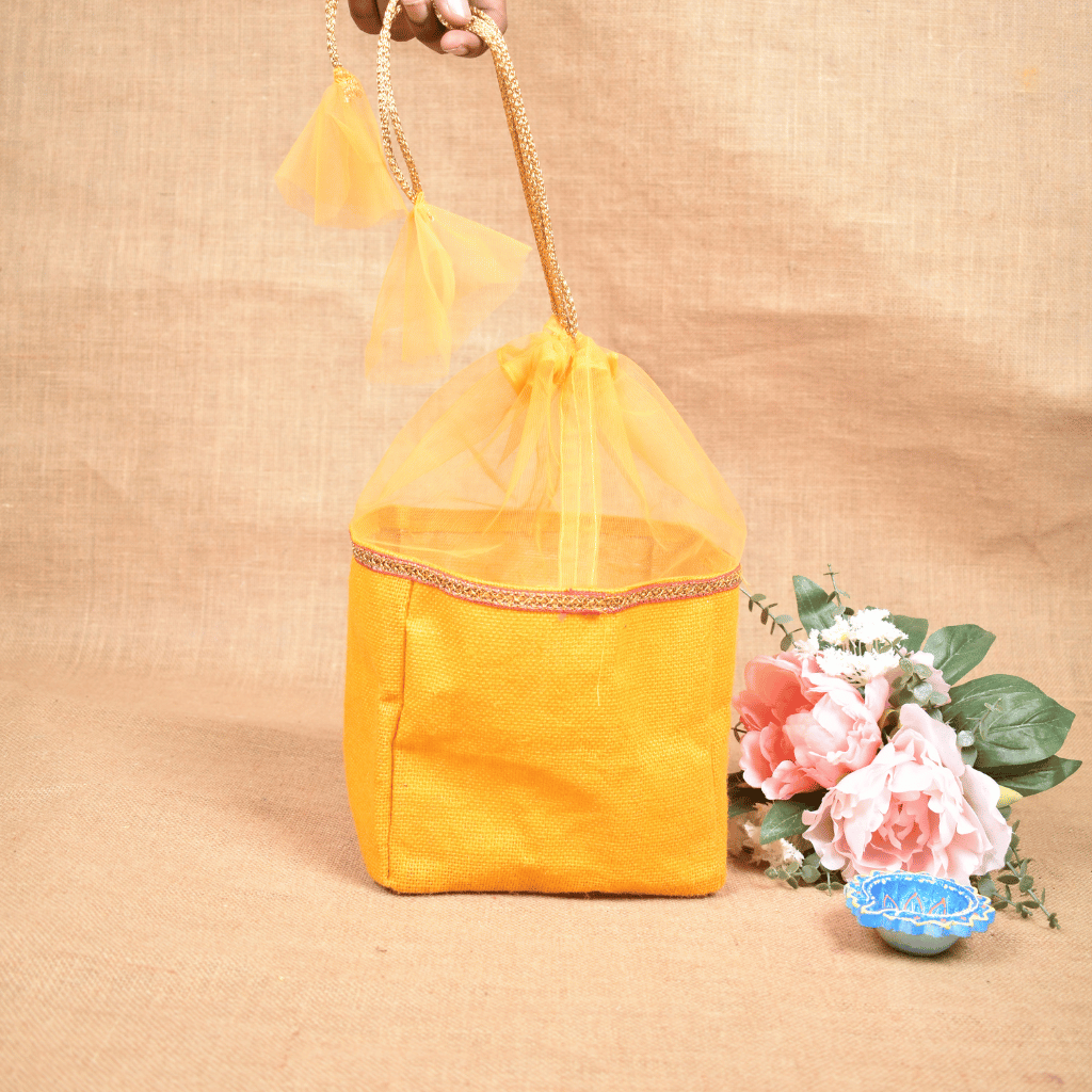 Yellow Jute Potli Bag - Kritikala