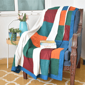 Kalamkari Patchwork single dohar with Blue border - back