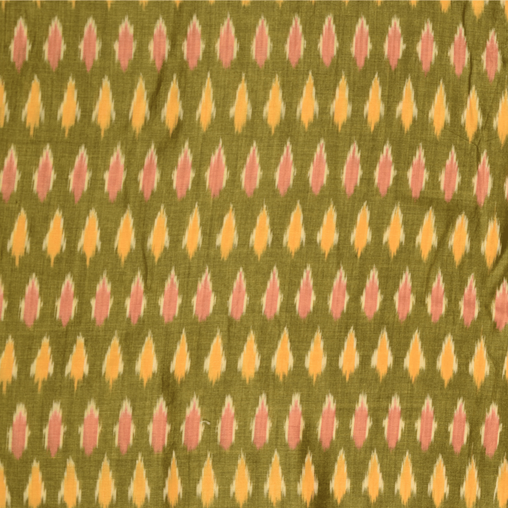 Yellow ikat saree with hand embroidery