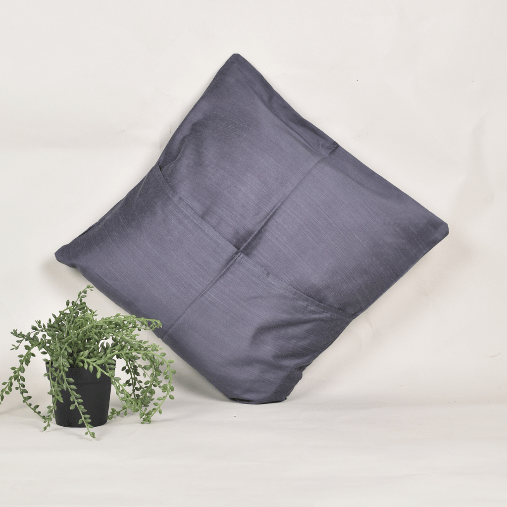 Grey embroidery cushion cover - back