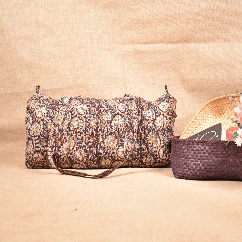 Maroon Kalamkari Duffel Bag - back