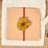 Yellow Flower Embroidery Handloom Rakhi