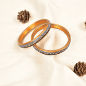 Lac bangles in blue and black tones - stones