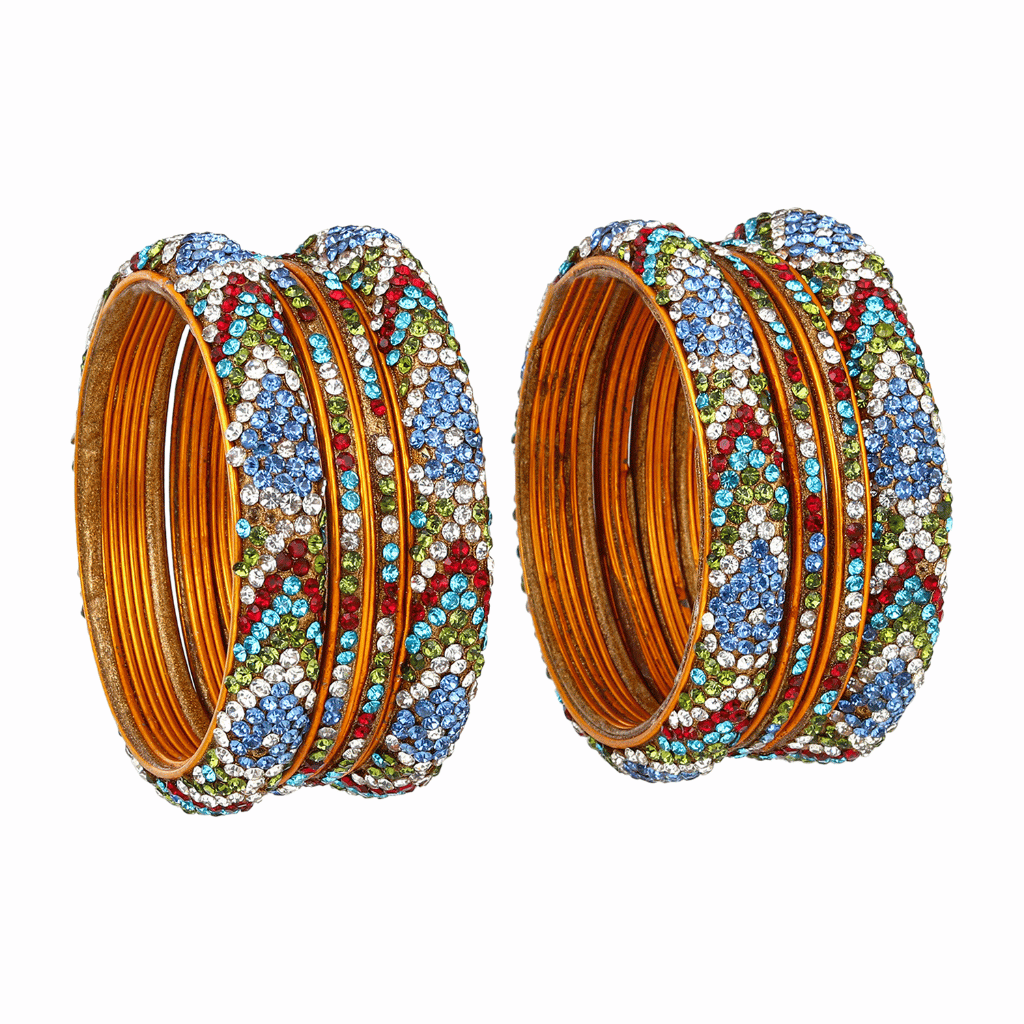 Set of  eight bangles in blue & white tones - Hyderabad