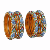 Set of  eight bangles in blue & white tones - Hyderabad