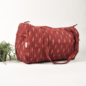 Maroon ikat duffle bag - side