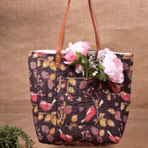 Black Tapti Hand Quilted Large Tote Bag - pocket