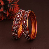 Pair of Broad Lac bangles in Maroon & Pink Tones - Hyderabadi