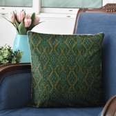 Green silk ikat cushion cover