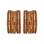 Set of Eight Bangles in Green & Red tones 